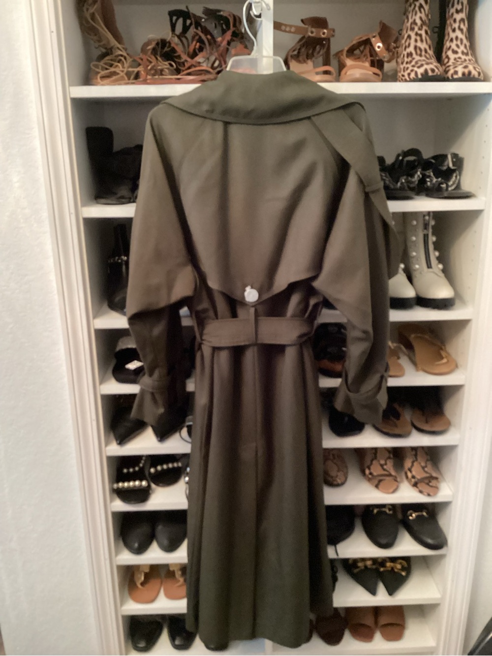 Zara Olive Trench Coat - Women's Oversized Long Coat - Picture 14 of 14